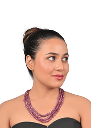 59.4/GM THREE LAYER RUBY BEADS MALA (875)